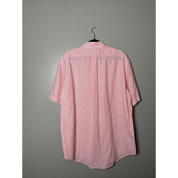 Ralph Lauren XL Cotton‎ Seersucker Shirt Striped Classic Green Pony Pink White - Picture 2 of 6